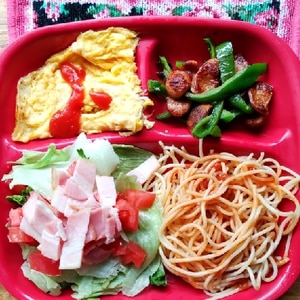 レンジ目玉焼きと温野菜のワンプレート